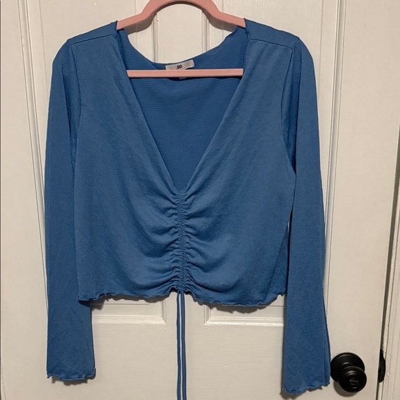 BP Blue Ruched Long Sleeve Blouse - Picture 1 of 1